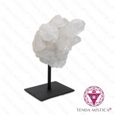 Drusa Quartzo Cristal Base Metal Negra