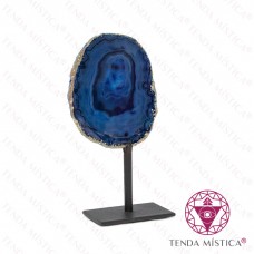Lâmina Ágata Azul Base Metal Negra