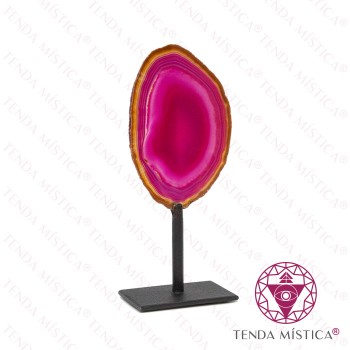 Lâmina Ágata Rosa Base Metal Negra