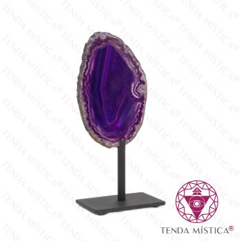 Lâmina Ágata Violeta Base Metal Negra