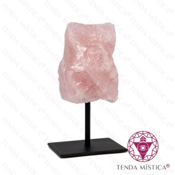 Pedras Bruto Quartzo Rosa Base Metal Negra