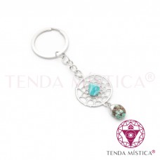 Porta-Chaves Mandala Metal Turquesa