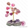 Árvore Pedra Bruto 5 ramos Ágata Rosa 10 cm