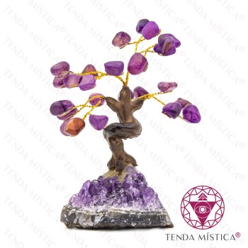 Árvore Pedra Bruto 8 ramos Ágata Roxa 12 cm