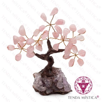 Árvore Pedras Bonsai Quartzo Rosa 15 cm