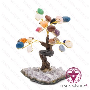 Árvore Pedra Bruto 8 ramos Chakras 12 cm