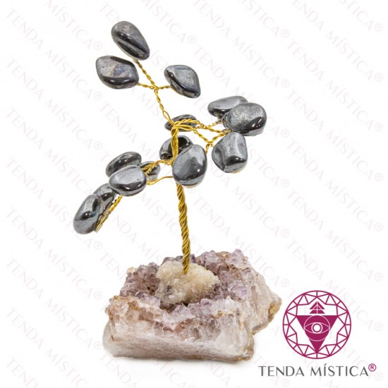 Árvore Pedra Bruto 5 ramos Hematite 10 cm