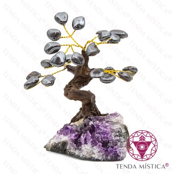 Árvore Pedra Bruto 8 ramos Hematite 12 cm