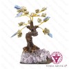 Árvore Pedra Bruto 8 ramos Pirite e Cianite Azul 12 cm