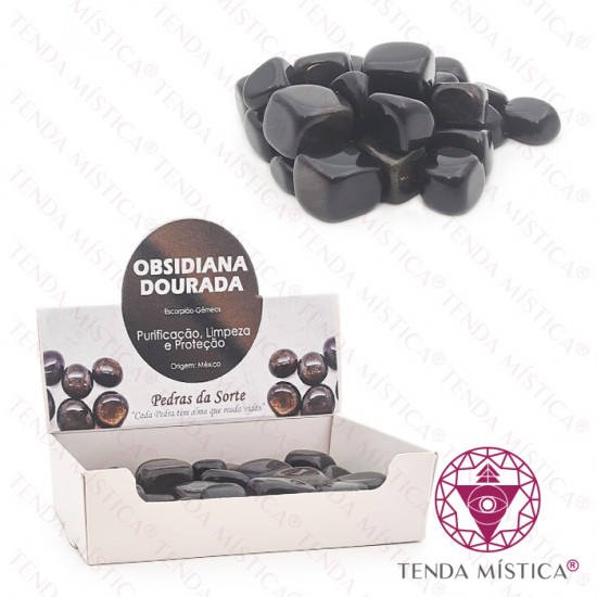 Caixa 250gr Obsidiana Dourada