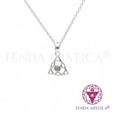 Colar Esmeralda Aço Triquetra Celta