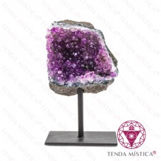 Drusa Ametista Base Metal Negra