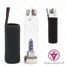 Garrafa Energética Vidro Inox Ponta Quartzo Azul