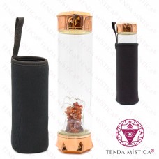 Garrafa Energética Vidro Cobre Figa Ágata Fogo
