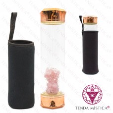 Garrafa Energética Vidro Cobre Figa Quartzo Rosa