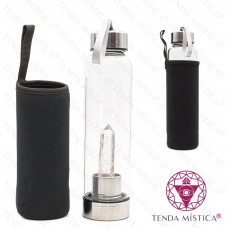 Garrafa Energética Vidro Inox Ponta Quartzo Cristal