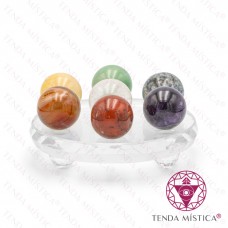 Base Vidro Estrela Davi & Esferas Chakras