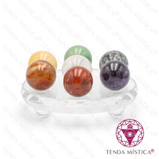 Base Vidro Estrela Davi & Esferas Chakras