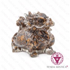Orgonite Dragão - Olho de Tigre + Glitter Dourado