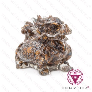 Orgonite Dragão - Olho de Tigre + Glitter Dourado