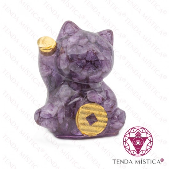 Orgonite Gato Sorte - Ametista Orgonite Gato Sorte - Ametista