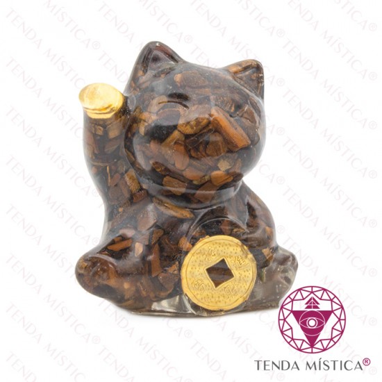 Orgonite Gato Sorte - Olho de Tigre Orgonite Gato Sorte - Olho de Tigre