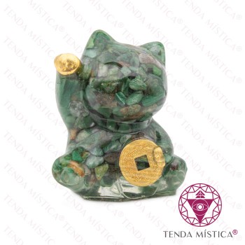 Orgonite Gato Sorte - Quartzo Verde