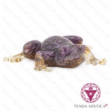 Orgonite Sapo - Ametista + Glitter Dourado