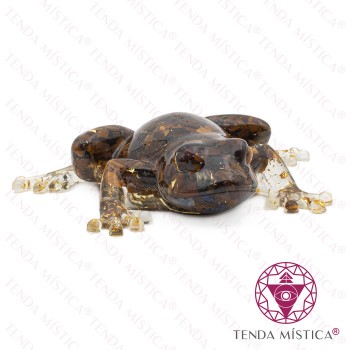 Orgonite Sapo - Olho de Tigre + Glitter Dourado