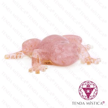 Orgonite Sapo - Quartzo Rosa + Glitter Dourado
