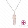 Orgonite Colar Quartzo Rosa Ponta Biterminada Topo Prata