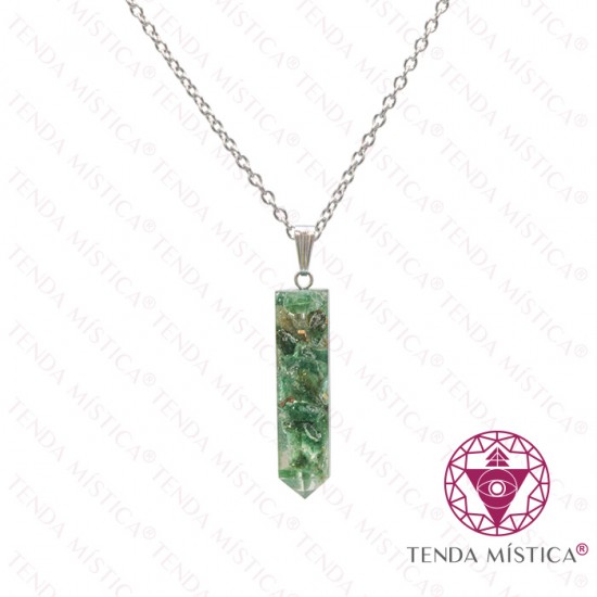 Orgonite Colar Fuchsite Ponta Topo Prata