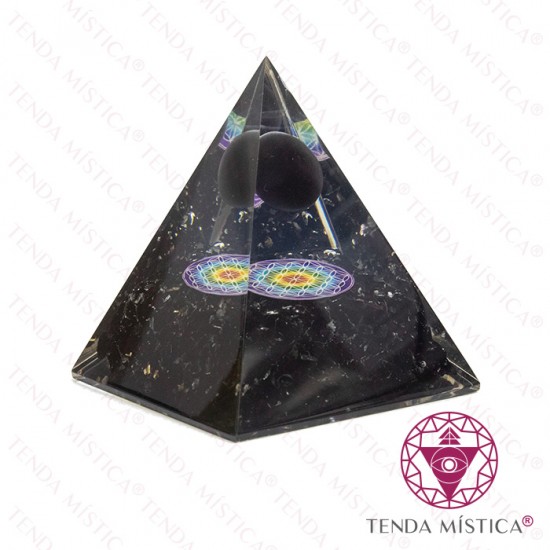 Orgonite Pirâmide 7X7 - esfera Turmalina 