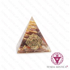 Orgonite Pirâmide - Chakra Base Ágata Fogo 3X3