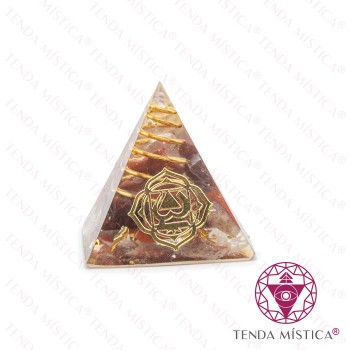 Orgonite Pirâmide - Chakra Base Ágata Fogo 3X3