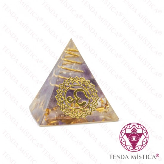 Orgonite Pirâmide - Chakra Coronário Ametista 3X3
