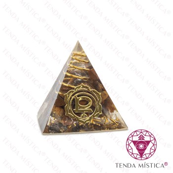 Orgonite Pirâmide - Chakra Plexo Solar Olho de Tigre 3X3