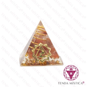 Orgonite Pirâmide - Chakra Umbilical Ágata Fogo 3X3
