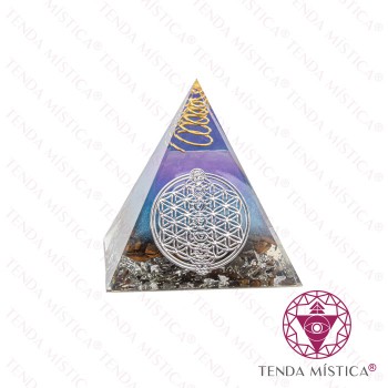 Orgonite Pirâmide - Chakras Glitter Prateado 6X6