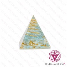 Orgonite Pirâmide - Glitter Azul Claro Espiral 3X3