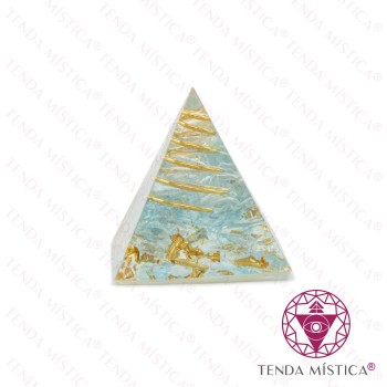 Orgonite Pirâmide - Glitter Azul Claro Espiral 3X3