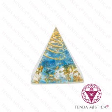 Orgonite Pirâmide - Glitter Azul Escuro Espiral 3X3