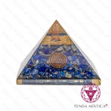 Orgonite Pirâmide - Lápis Lazúli + Gliter Dourado 9X9