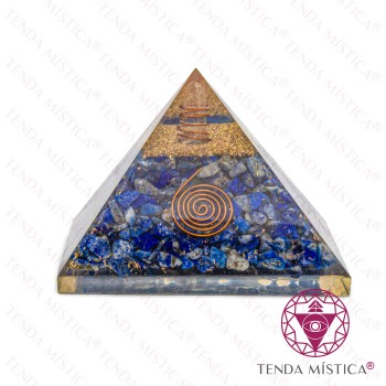 Orgonite Pirâmide - Lápis Lazúli + Gliter Dourado 9X9