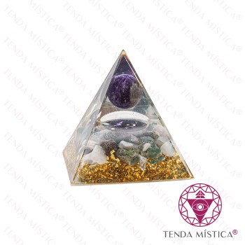 Orgonite Pirâmide - Galáxia Ágata Bola Ametista 6X6