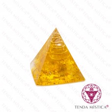 Orgonite Pirâmide - Espiral, Glitter e Citrino 3X3