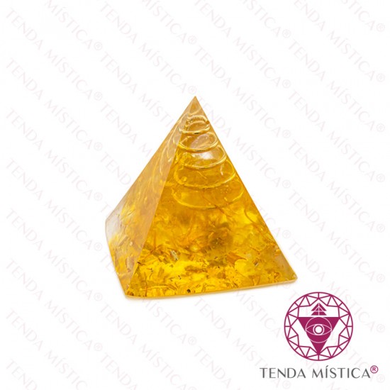 Orgonite Pirâmide - Espiral, Glitter e Citrino 3X3