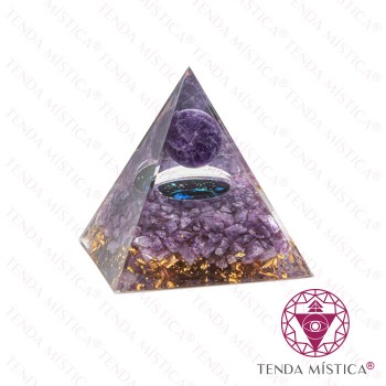 Orgonite Pirâmide - Galáxia Bola Ametista 6X6