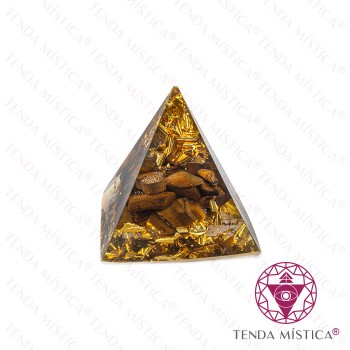 Orgonite Pirâmide - Glitter e Olho de Tigre 3X3