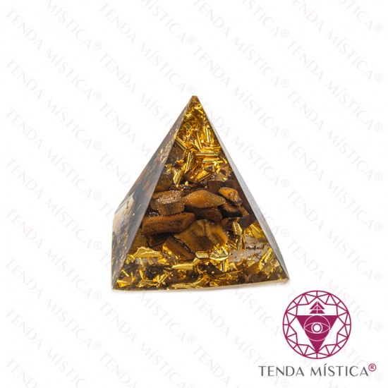 Orgonite Pirâmide - Glitter e Olho de Tigre 3X3